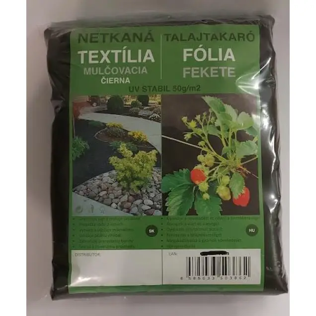 Talajtakaró fekete geotextília 1,6m x 5m 50g/m2 U